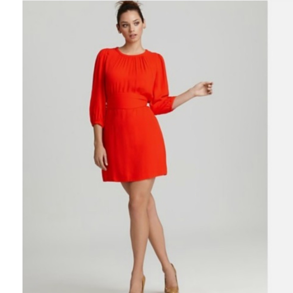 Pippa Red Orange Tie Waist Dress